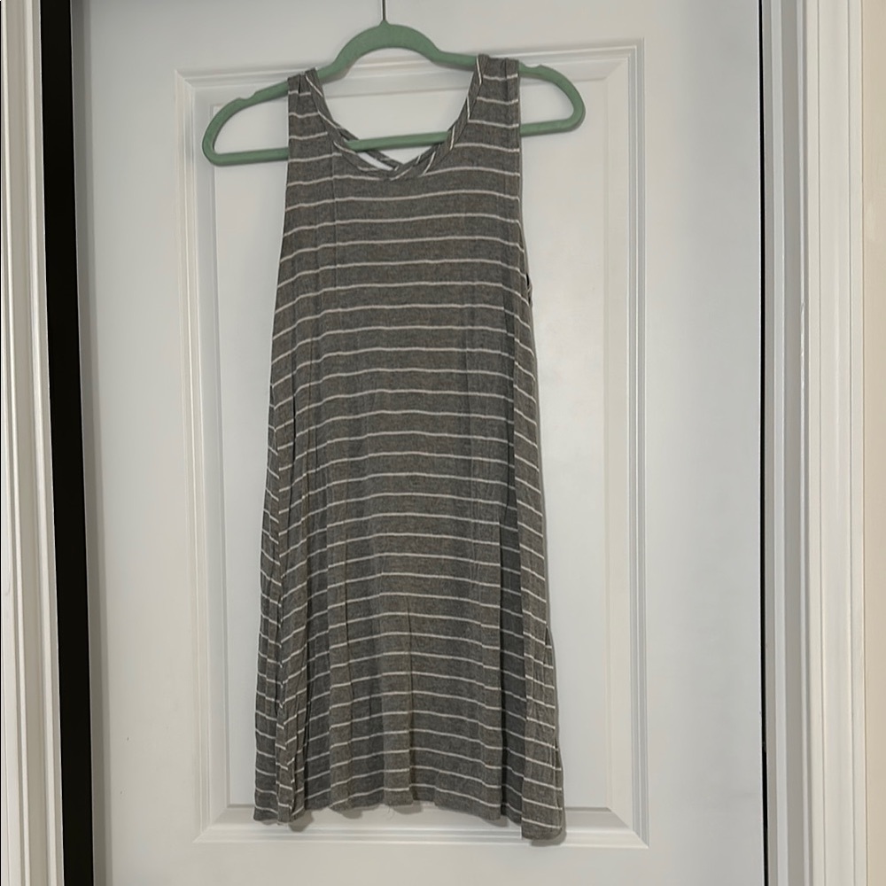 Striped Gray Sleeveless Dress